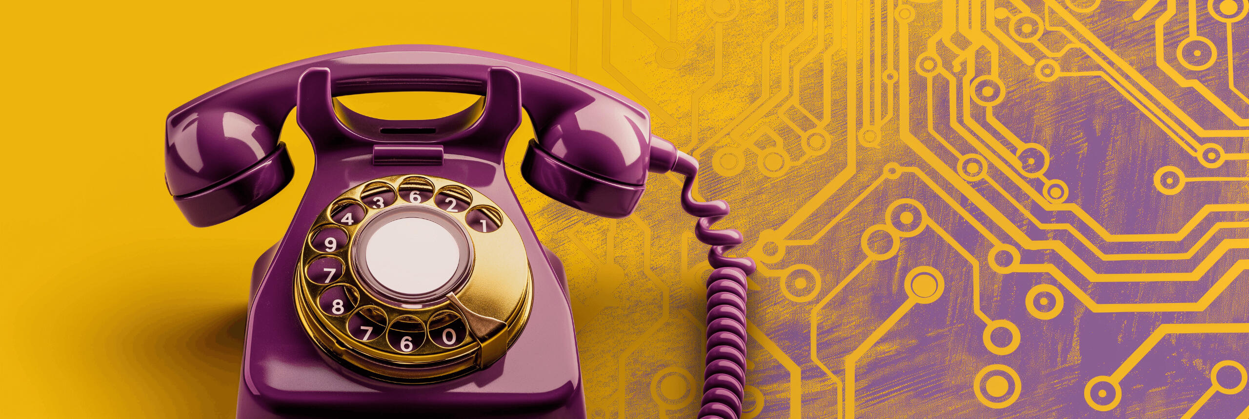 Contact HydraVideo Digital Marketing for a free consultation Vintage phone on a circuit-board background inviting you to contact HydraVideo Digital Marketing