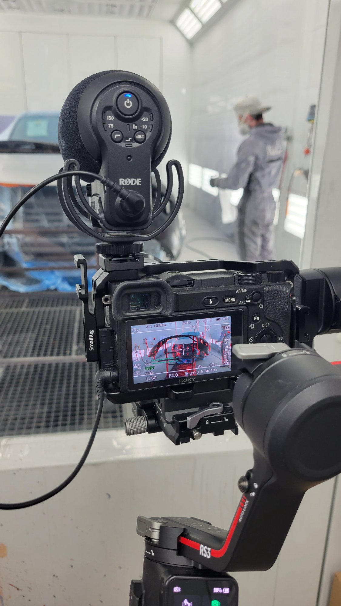 Sony camera in paint booth